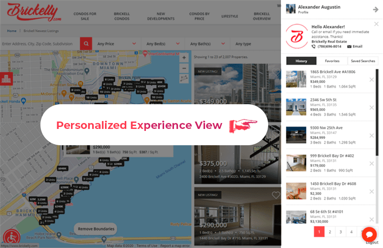 personalized user experience to see property history