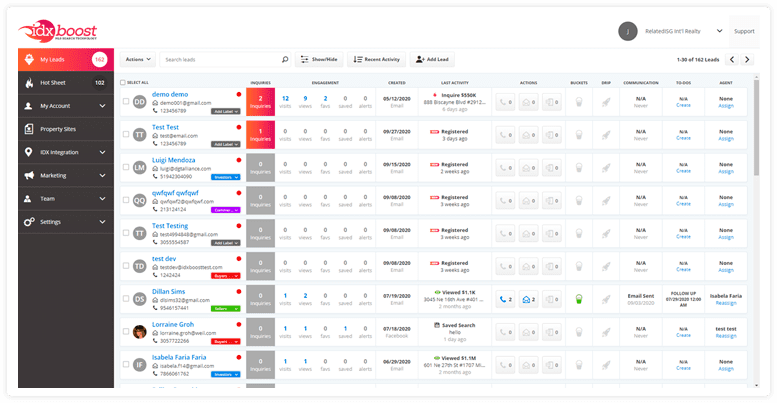 Comprehensive real estate CRM dashboard for managing leads, tracking engagement, and automating follow-ups. A must-have for real estate agents and brokers looking to optimize their lead generation and conversion strategy.