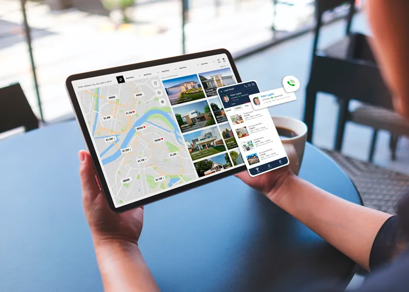 user looking at a real estate website totally optimize for lead generation