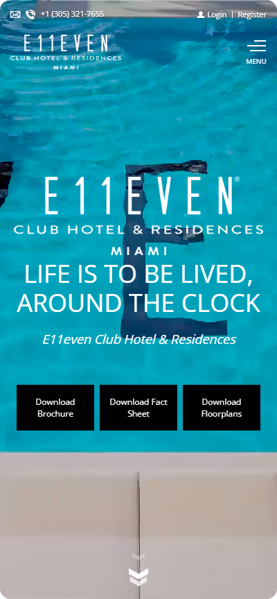 E11even Residences Website Mobile