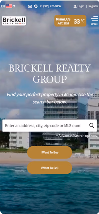 Brickell Realty Website Mobile