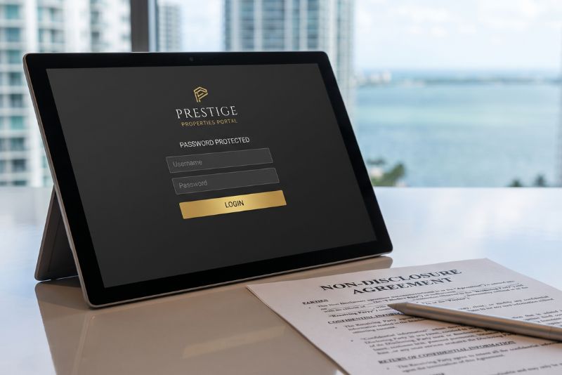 Password-protected digital portal for off-market and whisper luxury real estate listings